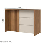 Bancada ripada em MDF freijó com painel off-white; imagem com medidas 1455 × 1000 mm.