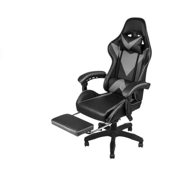 Cadeira Gamer Preta com Apoio de Pés e Encosto Reclinável – Stillus