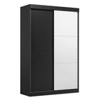 Guarda-roupa de 2 portas de correr na cor preto e branco com design moderno.