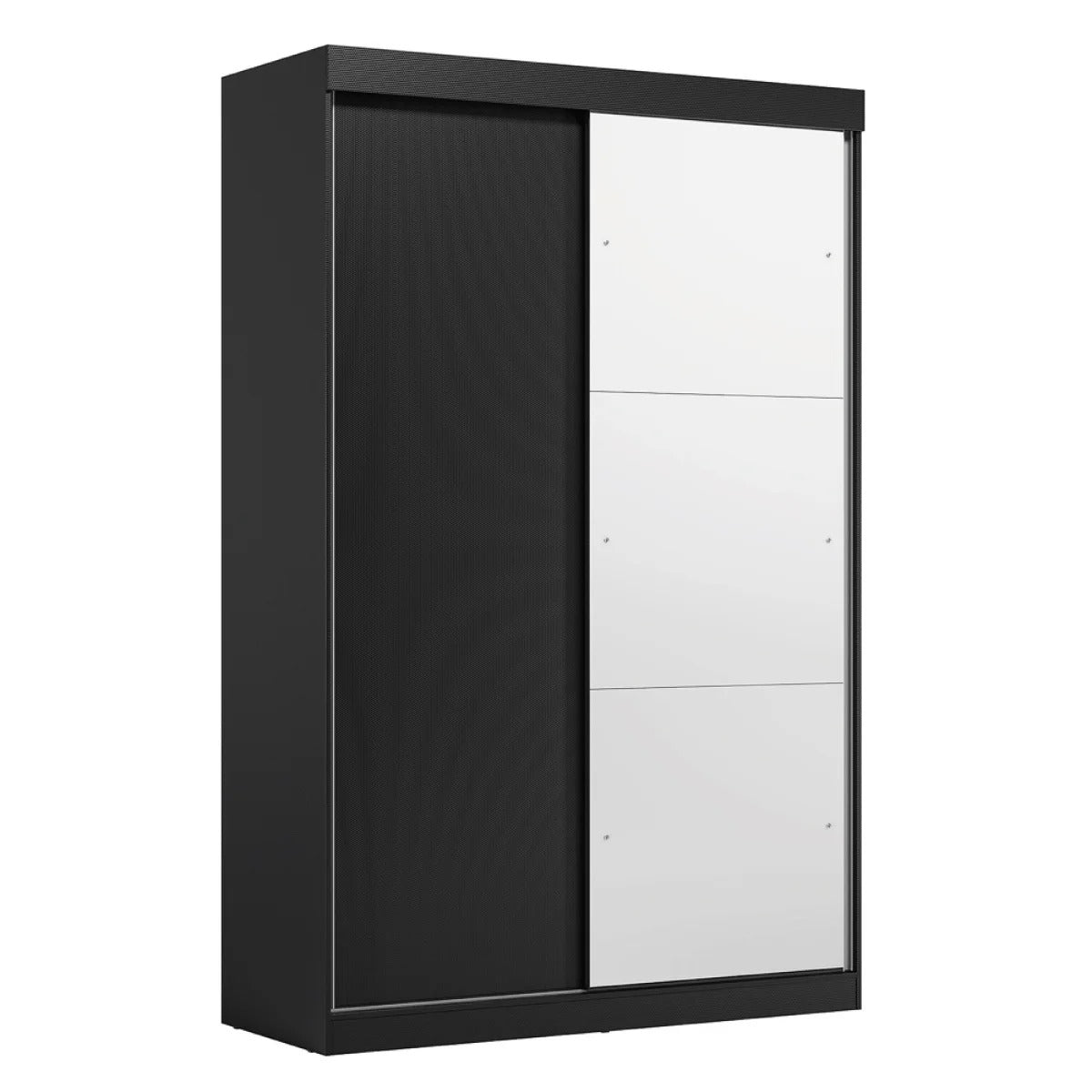 Guarda-roupa de 2 portas de correr na cor preto e branco com design moderno.