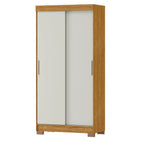 Guarda-roupa de casal com 2 portas de correr, estrutura em madeira e acabamento branco, design moderno.