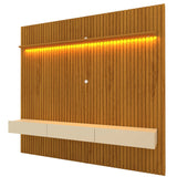 Painel para TV até 90" 229×250 cm Ripado com LED e 3 Gavetas 100% MDF