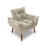 Poltrona Decorativa Opala com Fibra Siliconada Suede Bege